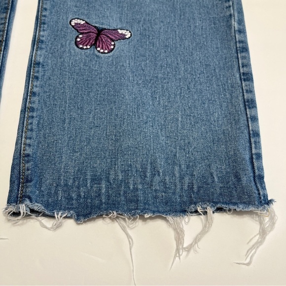 Butterfly Embroidered Cropped Raw Edge Denim Size 3XL - Picture 5 of 14